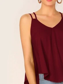 SHEIN Essnce Canotta da donna con spalline sottili a tinta unita, di stile minimalista, per uso casual quotidiano - Bordò - Visualizzare 5