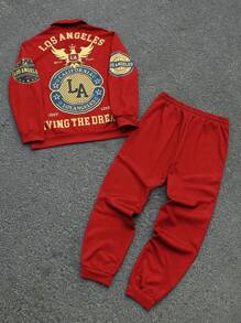 Aesthetic Post--Men's Long Sleeve Printed Jacket And Pants Set - Red - View 5