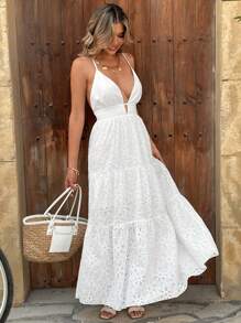 Breezaya Vintage Embroidered Birthday Party Wedding Guest Long Dress For Women - White - View 7