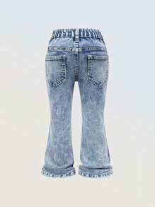 Girls Floral Patchwork Flare Jeans - Medium Wash