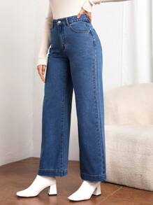 EMERY ROSE Jednokolorowe, proste, kieszeniowe, casualowe, uniwersalne jeansy jeansowe