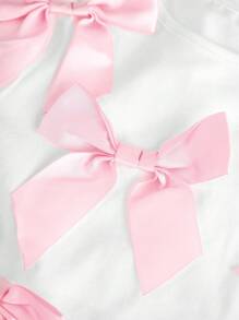 SHEIN Girlism 2 件套 Tween Girls 牛仔效果白色针织长袖 T 恤和蓝色宽松牛仔裤套装