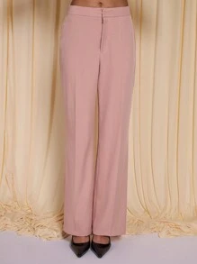 COSMINA Pantalones rectos y holgados de color rosa elegante para mujer, ideales para ir al trabajo, para primavera/verano