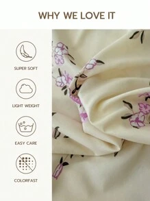 1 pieza Funda de almohada tipo sobre con patrón floral 100% poliéster, sin relleno - Multicolor - Ver 2