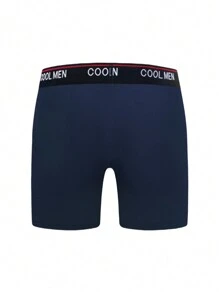 4pcs/Pack Men's Solid Color Patchwork Letter Print Detail Briefs - Multicolor - View 2