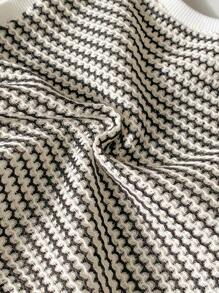 Baby Girl Infant Toddler 0-3Y Casual Versatile Daily Elastic Crochet Knit Black And White Striped Round Neck Bodycon Sleeveless Tee Shirt Top, Suitable For Home And Outdoor Wear, All Seasons - Black and White - View 8