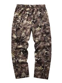 Manfinity Homme Loose Fit Men's Flap Pocket Side Drawstring Waist Cargo Pants, Fall - Yellow - View 2