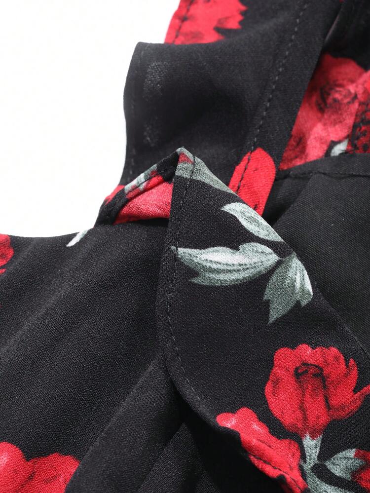Mid-Long Floral Print Slip Dress With Square Neckline For Women,Milkmaid Dress Vacation Outfits Women Easter Maxi Dress Boho