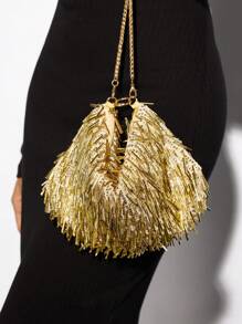 SHEIN SXY Ladies, Women Evening Bag,Top Handle Bag,Fashionable, Luxury, Beads, Sequins, Gold,Striped Sequins,For Cocktail Party,Party,Prom,Club,Date,Birthday,Evening,Date Night,Ball Valentines