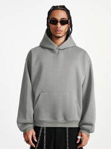 Manfinity RebelGame Felpa con cappuccio casual e ampia a maniche lunghe con stampa di lettere, per uomo