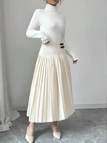 Chiquease Elegant Casual Fitted Pleated Skirt For Women