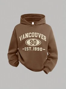 Girlism Teen Girls Casual Vintage American Graphic Print Hooded Sweatshirt And Drawstring Waist Loose Fit Cargo Pants/Wide Leg Pants 2 Pieces Set, Suitable For College, Outdoor Sports, Streetwear, Thanksgiving, New Year