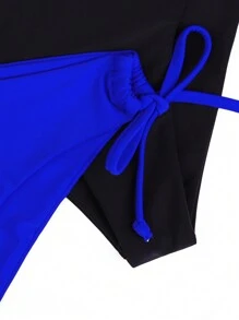 SHEIN Swim Conjunto de 2 piezas para mujer, Bottom de tankini con cordones para traje de baño de verano - Multicolor - Ver 3