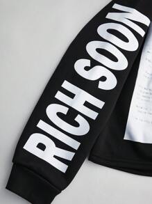 PAVTROS 年轻男士街头品牌肖像图案黑色连帽卫衣 - 黑色 - 查看 3