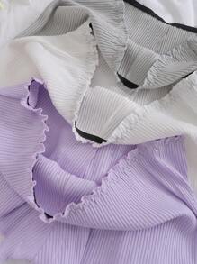 SHEIN 女士蝴蝶結裝飾短褲，直邊設計 - 彩色 - 查看 4