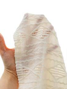 SHEIN LMoss Tween Girls Loose Fit Crew Neck Colorblock Black Ribbon Bow Decor Textured Fabric Short Sleeve Crop Top - Beige - View 3