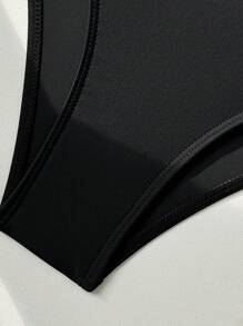 SHEIN Swim Springbreak Women High Waist Ruched Vintage Bikini Bottom Shorts - Black - View 6