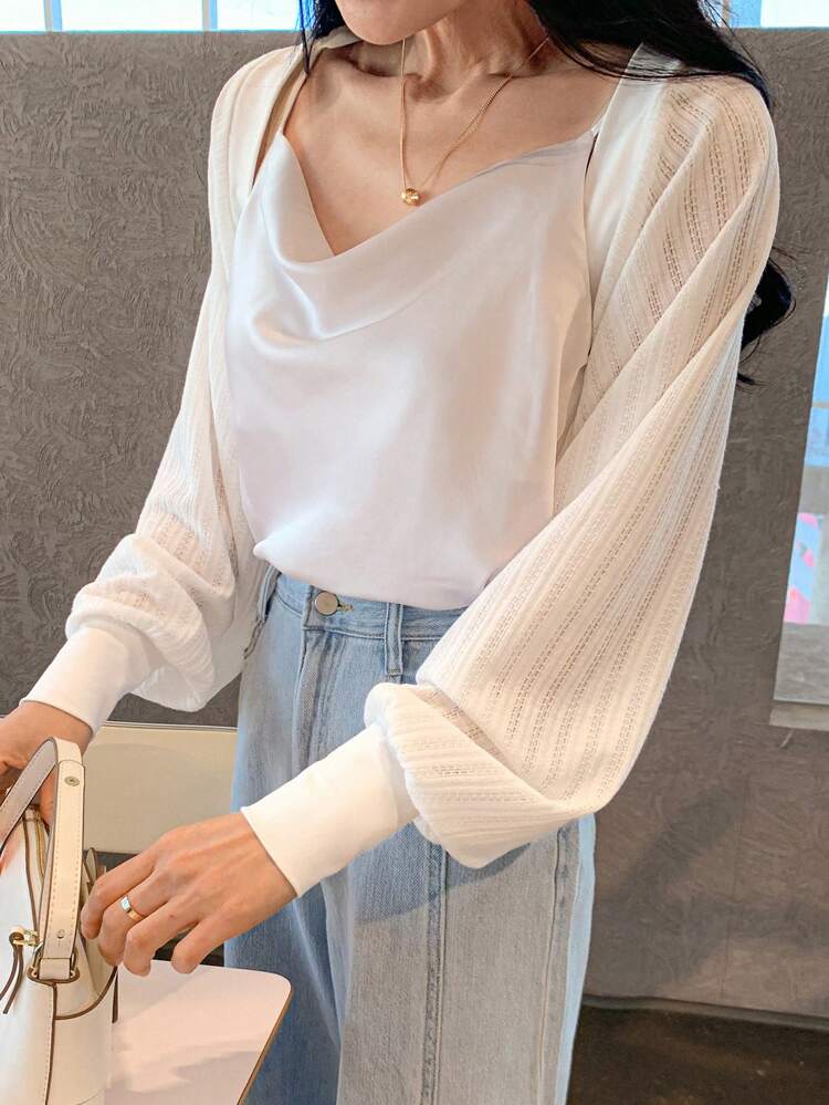 Loose Oversized Semi-Sheer Short Cover Up Top For Women,Fall Clothes Long Sleeve Women Tops