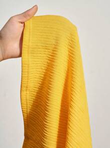 Slaydiva 海滩新款春夏休闲度假中前开衩设计深V领阔腿黄色罗纹纹理女连体裤 - 黃色 - 查看 8