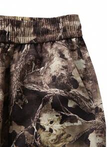 Manfinity Homme Loose Fit Men's Flap Pocket Side Drawstring Waist Cargo Pants, Fall - Yellow - View 3