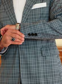 Calvornis Men's 2pcs Suit Set: Jacket And Trousers Men Suit Formal - Dark Grey - View 4