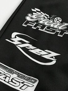 SHEIN Tween Girls' Loose Casual Letter Print Wide-Leg Pants - Black - View 4