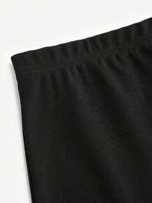 Celure Contrast Color Chinese Style Frog Button Front Slit Skirt, Plus Size - Black - View 5
