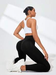 Easithlete Casual Plain High Waist Seamless Leggings - Multicolor - View 5