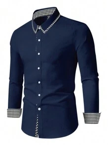 Manfinity Mode 男士撞色商务休闲衬衫，简约时尚，适合日常穿着