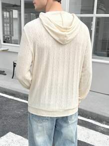 Manfinity VCAY sweat-shirt à capuche casual ample à épaules tombantes en tricot jacquard pour homme, adapté pour un port quotidien - Nude - Voir 2