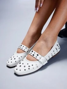 CUCCOO GRLICON 女士 Y2K 风格平底鞋，适合朋克、骑行者、酷女孩、万圣节、圣诞节、派对装扮