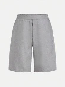 SHEIN Leap Crew 2pcs/Set Tween Boy Casual Blazer Jacket & Shorts Set, Suitable For School, Commute, Formal Occasions, Parties, Spring, Summer, Autumn, Winter - Grey - View 8