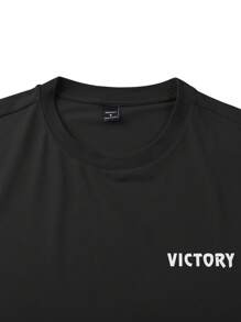 PAVTROS 男士时尚休闲宽松短款印花 T 恤 - 黑色 - 查看 4