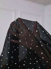 Chikora Plus Size Elegant Sheer Sequin Front Button Blouse,  Elegant Blouses For Ladies - Black - View 8