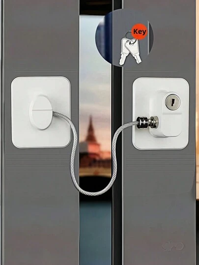 无需钻孔的窗锁套装 - 滑动和平开窗安全锁，配有防损坏粘合剂、通风限制器、防盗可拆卸限制器，用于家庭保护