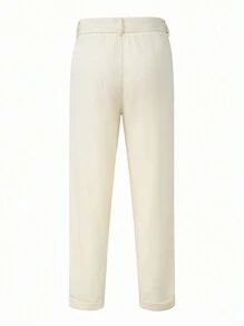 Manfinity Bizformal Quần âu ống đứng cài nút túi trơn cho nam màu trắng - Màu be - Xem 2