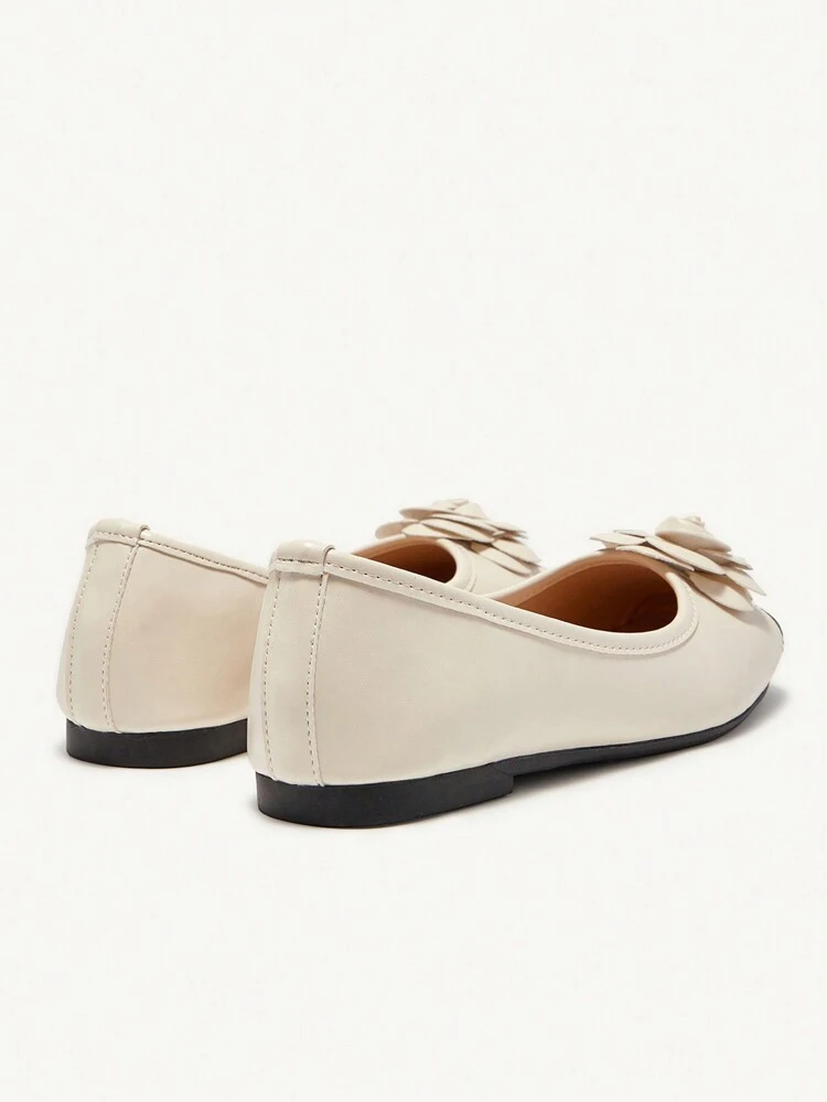 CUCCOO CHICEST Beige Floral Comfort Flat Slip-On Shoes For Women For Christmas Elegant Shoes Wedding Shoes Summer Shoes Bride Shoes