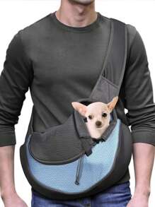 宠物狗背包背带透气网眼旅行背带袋，适用于狗猫圣诞节节日礼物 - 淺藍色 - 查看 1