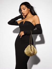 SHEIN SXY Ladies, Women Evening Bag,Top Handle Bag,Fashionable, Luxury, Beads, Sequins, Gold,Striped Sequins,For Cocktail Party,Party,Prom,Club,Date,Birthday,Evening,Date Night,Ball Valentines
