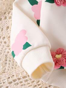 Elladie kids Baby Girl 3D Floral Print Sweatshirt And Knitted Leggings Set, Casual & Cute Outfit For Baby Girls, Autumn