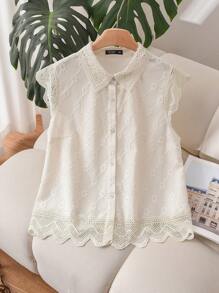 CosyJoli 大码女式无袖休闲上衣，简约时尚，适合日常穿着 - 杏色 - 查看 2