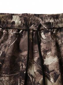 Manfinity Homme Loose Fit Men's Flap Pocket Side Drawstring Waist Cargo Pants, Fall - Yellow - View 4