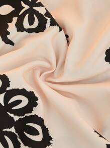 Gaivellea All-Over Print V-Neck With Ruffle Trim Long Sleeve Blouse - Apricot - View 6