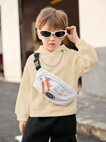 SHEIN 1 Pc Young Boys Street Gothic Letter Graphic Oversized Long Sleeve Hoodie, Casual Streetwear Suitable For Outing, Daily Gathering, Autumn/Winter