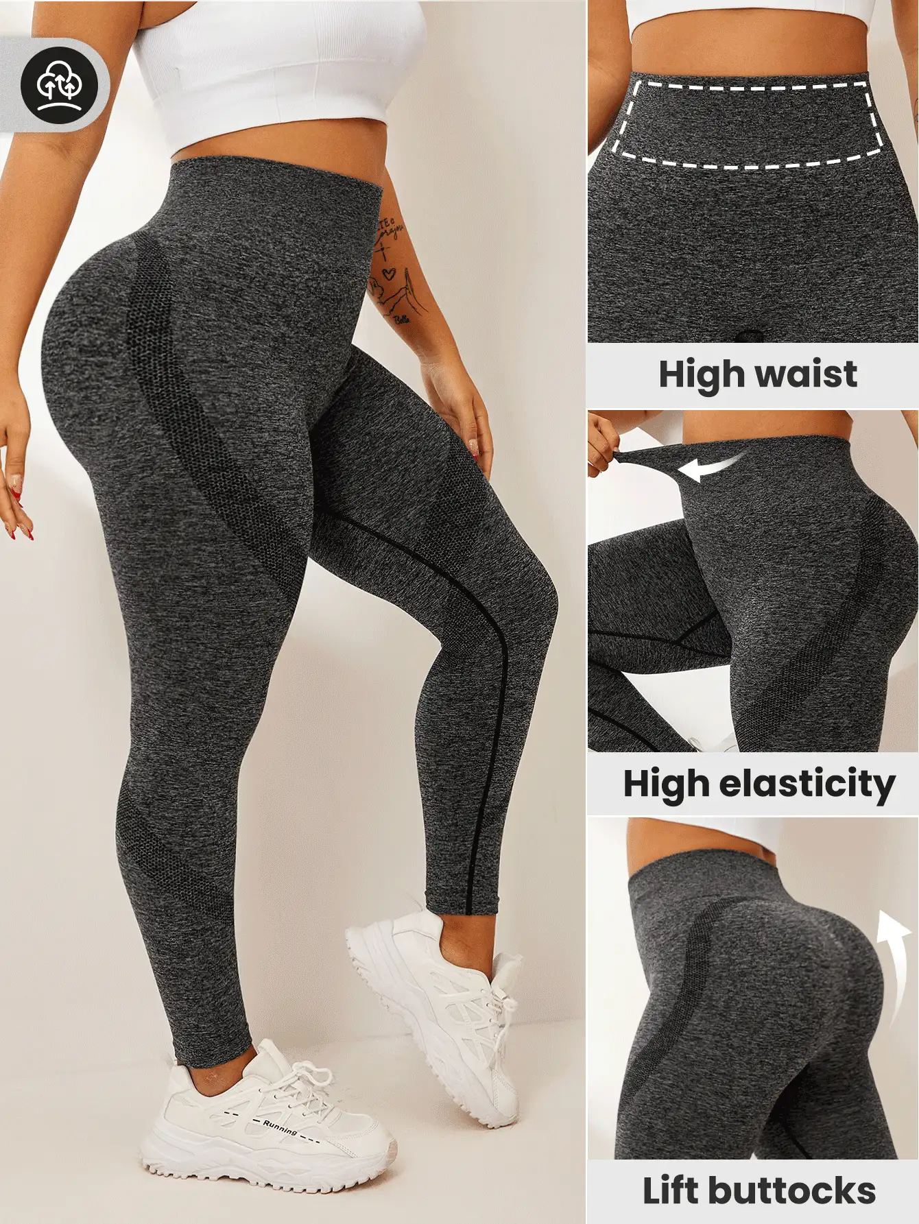 Easithlete 女士大码无缝 AB 纱运动紧身裤，冬季