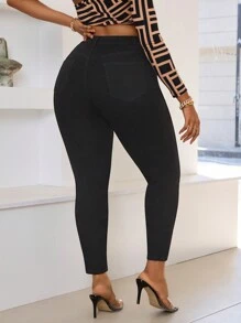 SHEIN SXY Plus Size Ripped Casual Denim Jeans, Simple & Fashionable For Everyday Wear - Black - View 2