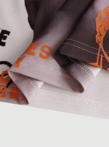 Manfinity EMRG Tricou casual cu mânecă scurtă cu imprimeu sculptural cu slogan pentru bărbați - alb - Vizualizare 5