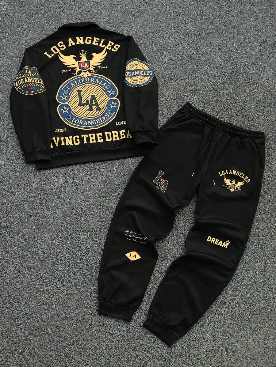 Aesthetic Post--Men's Long Sleeve Printed Jacket And Pants Set - Black - View 1