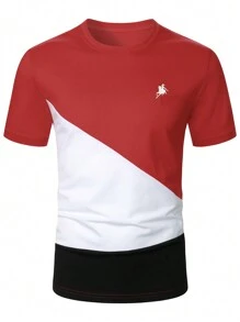 Manfinity Homme Männer Farbblock Rundhalsausschnitt Kurzarm T-Shirt für Sommer
