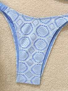 Swim Mod Áo Bandeau ren móc mùa xuân và quần bơi, Bộ đồ bơi đi biển dễ thương mùa hè cho nữ, Lễ hội Boho - Xanh và trắng - Xem 4